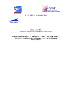Integration de modeles d'eclairage A un code de calcul en bAtiment