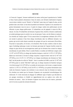 Production et caractérisation phénotypiques des ferments d'igname