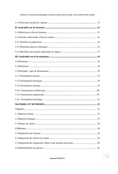 Production et caractérisation phénotypiques des ferments d'igname