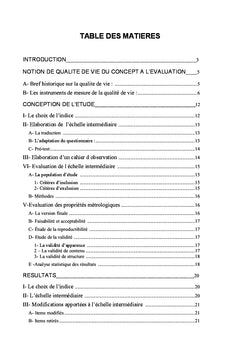 La Qualite de vie: une dimension universelle quantifiable
