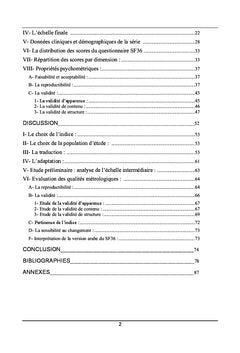 La Qualite de vie: une dimension universelle quantifiable