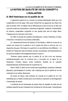 La Qualite de vie: une dimension universelle quantifiable