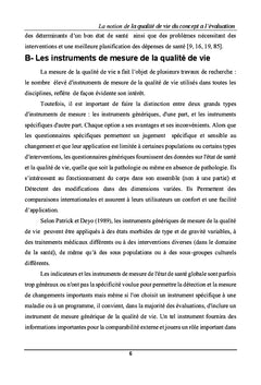 La Qualite de vie: une dimension universelle quantifiable