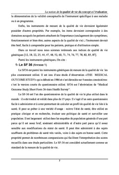 La Qualite de vie: une dimension universelle quantifiable