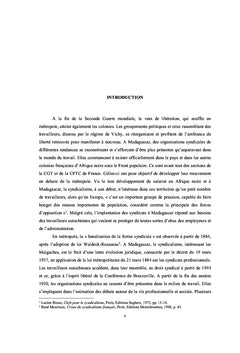 Syndicalisme et decolonisation A Madagascar (1944-1956)