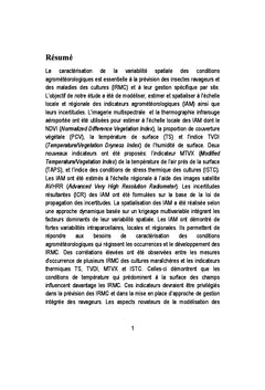Télédétection, indicateurs agrométéorologiques et lutte phytosanitaire