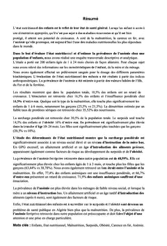 Etat nutritionnel et anemie chez des enfants de 1 A 24 mois A Tebessa