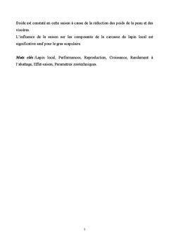 Performances zootechniques du lapin de population locale en Algerie