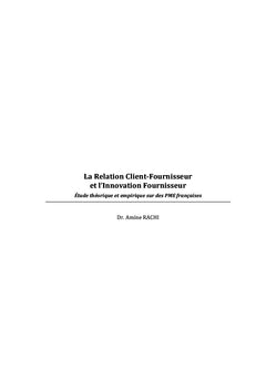La relation client-fournisseur et l'innovation fournisseur