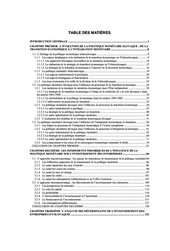Politique monetaire et investissements des entreprises en Slovaquie
