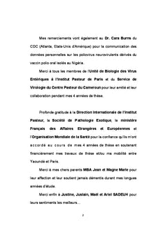 Diversité génétique et évolution des entérovirus humains au Cameroun