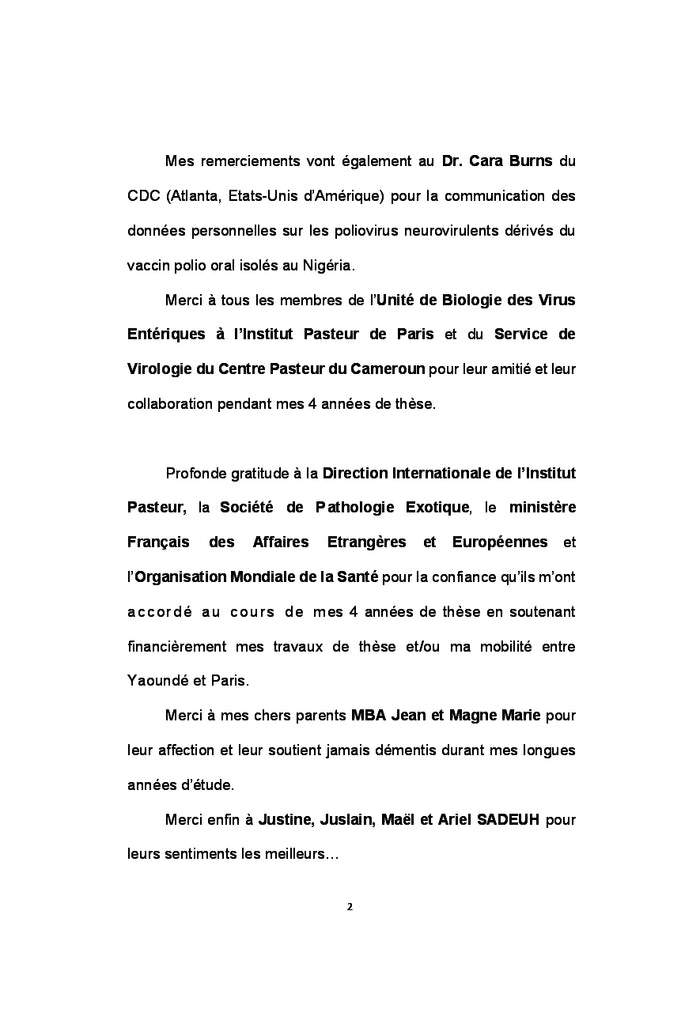 Diversité génétique et évolution des entérovirus humains au Cameroun