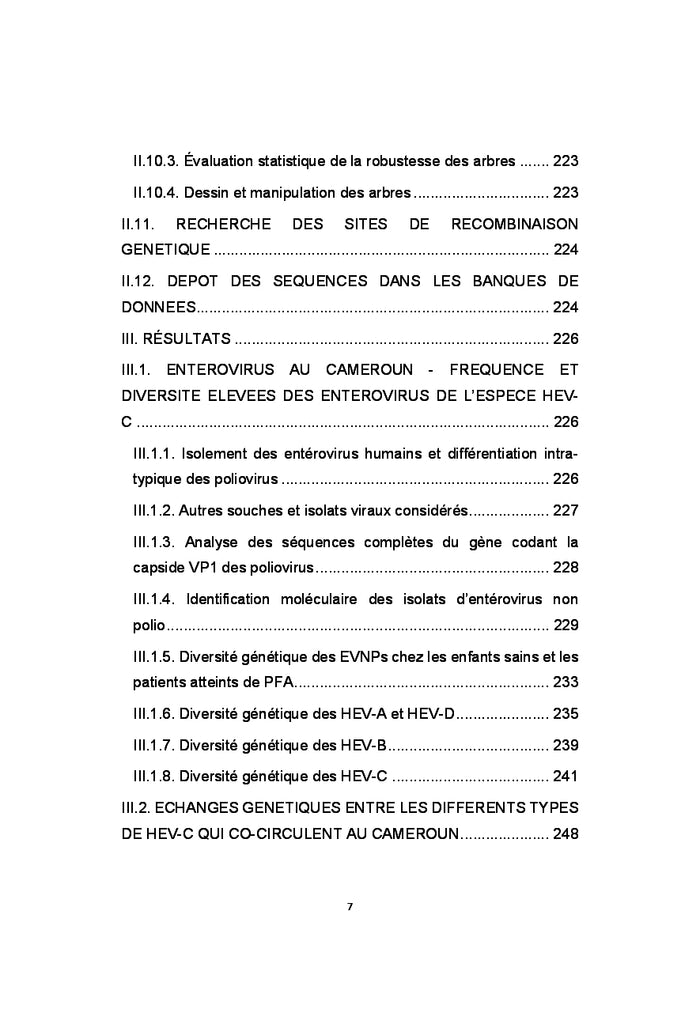 Diversité génétique et évolution des entérovirus humains au Cameroun
