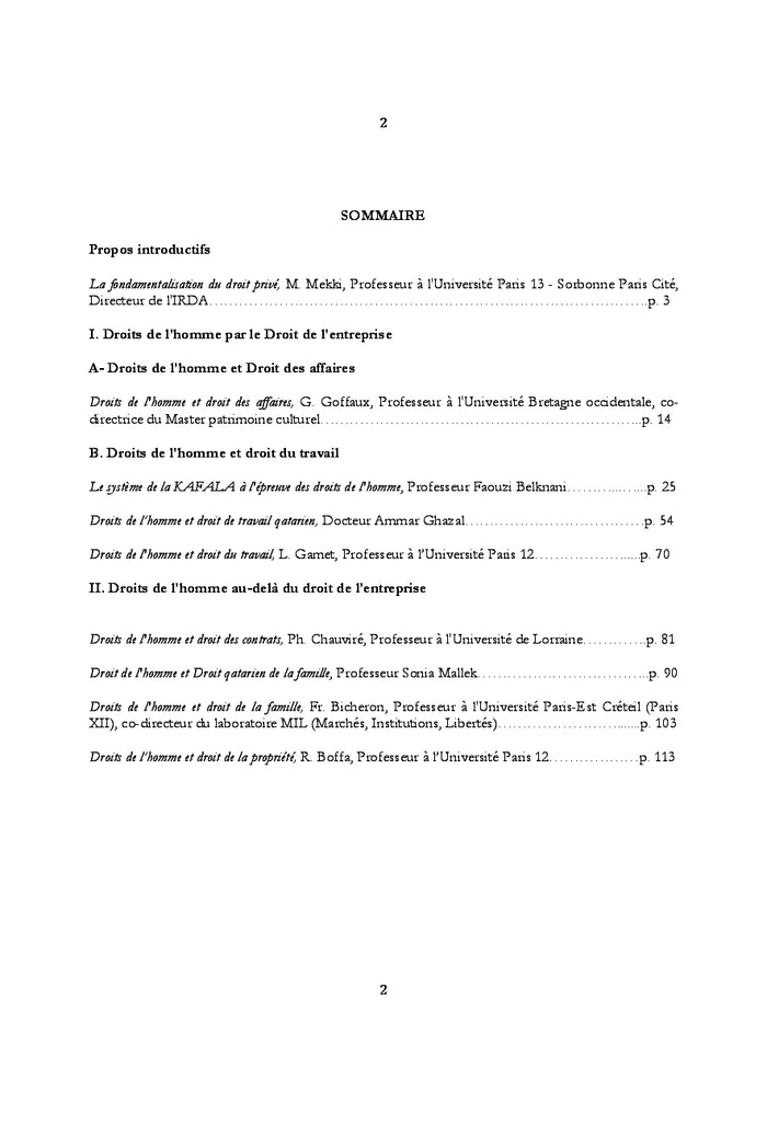 Droits de l'homme : regards croises franco-qatarien