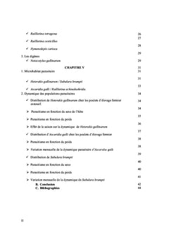 Parasite helminthique du poulet d'elevage extensif