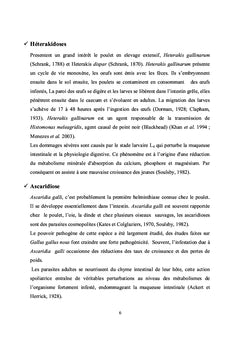 Parasite helminthique du poulet d'elevage extensif
