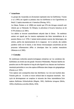 Parasite helminthique du poulet d'elevage extensif