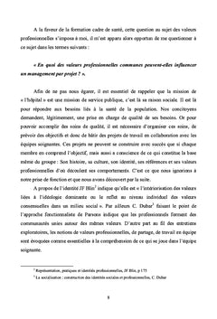 Valeurs professionnelles et equipe soignante