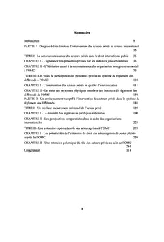 Acteurs prives dans le systeme de reglement des differends de l'OMC
