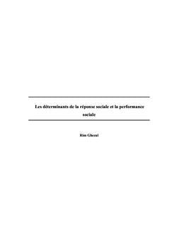 Les determinants de la reponse sociale et la performance sociale
