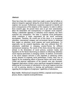 Les determinants de la reponse sociale et la performance sociale