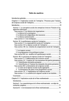 Les determinants de la reponse sociale et la performance sociale