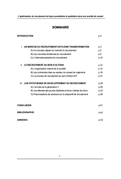 Le Recrutement en Societe de Conseil: Quantite, Qualite ?