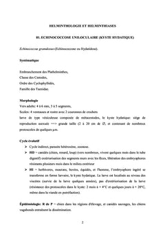 HELMINTHOLOGIE ET HELMINTHIASES