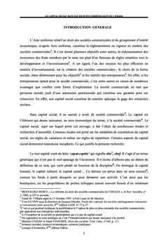 Le Capital social dans les societes commerciales de l'OHADA