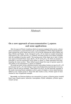 Espaces Lp Non Commutatifs Et Des Applications à L'analyse De Fourier
