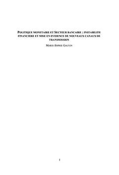 Politique monétaire et secteur bancaire
