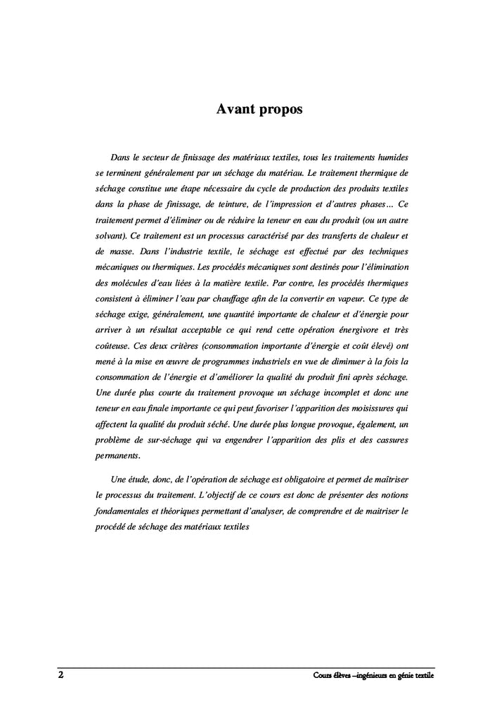 Séchage des matériaux textiles