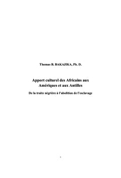Apport culturel des Africains aux Amériques et aux Antilles