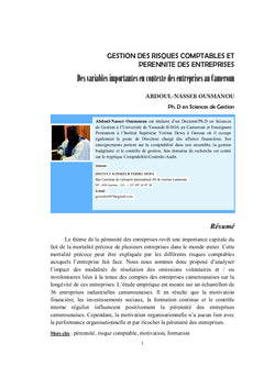 Gestion des risques comptables et pérennité des entreprises