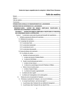 Gestion des risques comptables et pérennité des entreprises