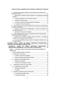 Gestion des risques comptables et pérennité des entreprises