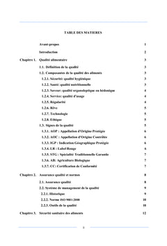 Qualité et sécurité alimentaire