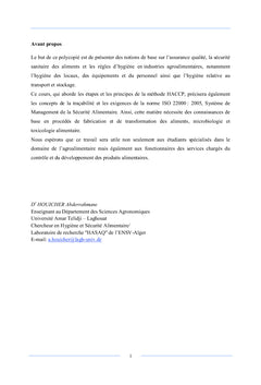Qualité et sécurité alimentaire