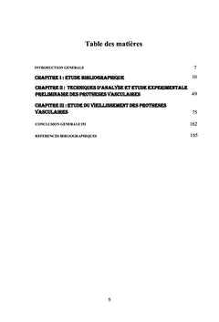 Étude du vieillissement des prothèses vasculaires