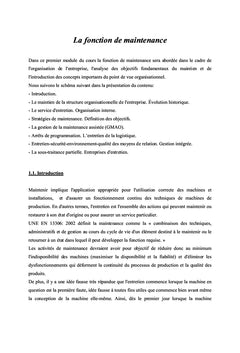 Introduction à l'ingénierie de la maintenance