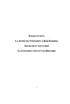 La Judée de Vespasien à Bar Kokhba