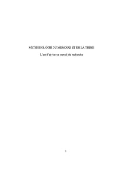 Méthodologie du mémoire et de la thèse