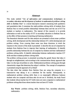 Usage des TIC en mathématiques dans le secondaire au Burkina Faso