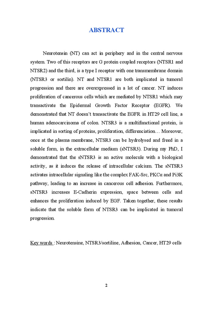 Système neurotensinergique et cancer