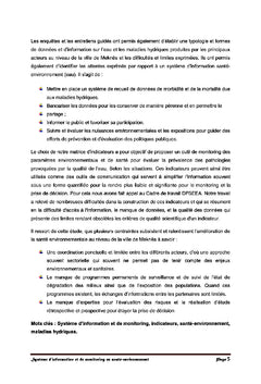 Système d'information et de monitoring en santé-environnement