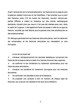 Les fractures fraîches de la scapula