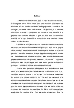 La sécurité et l'etat de droit en république centrafricaine