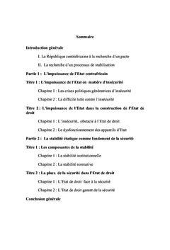 La sécurité et l'etat de droit en république centrafricaine