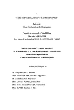 Signalisation cellulaire et transcription dans l'oncogenèse