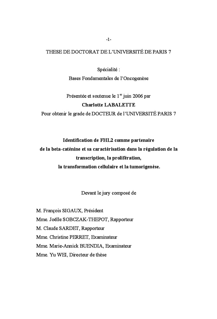 Signalisation cellulaire et transcription dans l'oncogenèse